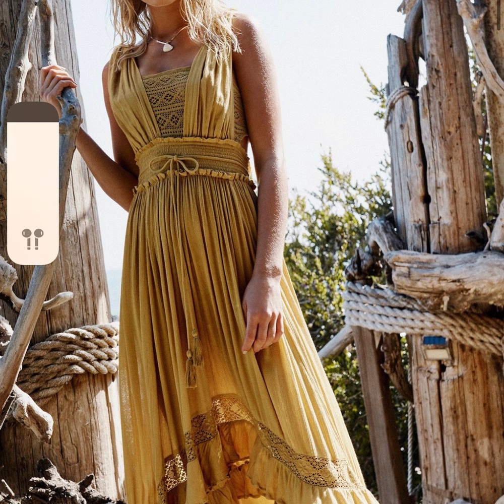 Mustard free people maxi dress